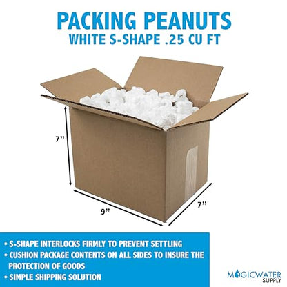 Magicwater Supply - .25 Cu Ft - White Packing Peanuts - Anti-Static S Shaped Cushion for Shipping, Void Filling & Storage - Protect Your Goods (Pack of 2) - size: 1/4 Cu Ft (Pack of 2)
