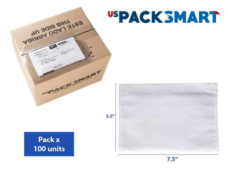 100 Units, 7.5"x5.5" Clear Packing List Shipping Pouches – Heavy Duty Self-Sealing Adhesive Envelopes, Waterproof & Tear-Proof – Ideal for Labels, Invoices & Documents - size: 7.5"x5.5" | 100 Units