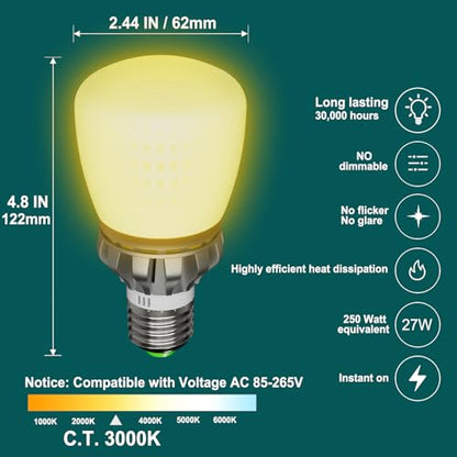 LED Light Bulbs A19 250 Watt Equivalent, Bright LED Bulbs 3670LM 3000K Warm White, 27W E26 LED Corn Light Bulb Non-Dimmable 2-Pack - color: Warm White 3000k