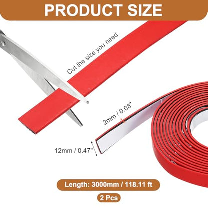 2PCS Smoke Fire Seal Strip 9.8Ft 12mm/0.47" Wx 2mm/0.08" T Red - color: Red, size: 9.8FT x 12mm / 0.47" W x 2mm / 0.08" T