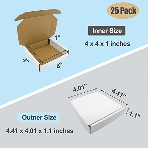 4x4x1" Shipping Boxes 50 Pack, Small White Box Mailer Cardboard Mailing Packaging Gift Boxes Corrugated Literature Mailers for Small Business Supply - size: 4"x4"x1", style: 50 Pack - White
