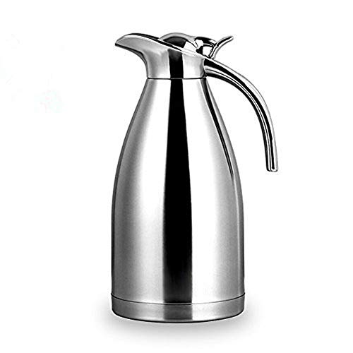 68 Oz Stainless Steel Thermal Carafe - Double Walled Vacuum Insualted Thermos/Carafe with Lid - Coffee/Tea Carafe Heat & Cold Retention - 2 Liter - color: StainlessSteel
