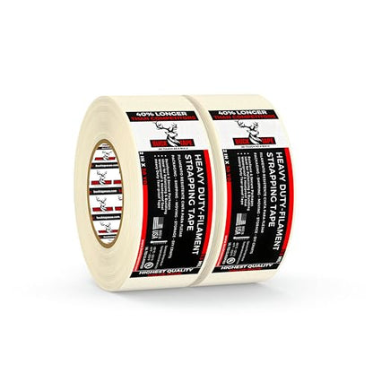 2 Pack Buck Strapping Tape 2 Inch x 30 Yds (90ft), 5.5 Mil – Heavy Duty Fiberglass Tape, Filament Tape, Reinforced Packing Tape with Synthetic PET Adhesive for Bundling, Shipping & Palletizing - size: 2 Inch x 30 Yards, style: 2 Pack