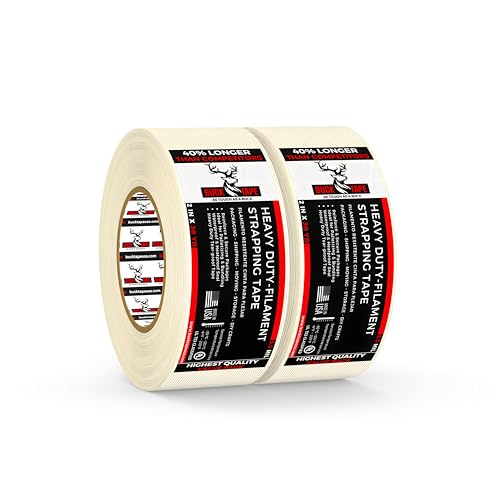 2 Pack Buck Strapping Tape 2 Inch x 30 Yds (90ft), 5.5 Mil – Heavy Duty Fiberglass Tape, Filament Tape, Reinforced Packing Tape with Synthetic PET Adhesive for Bundling, Shipping & Palletizing - size: 2 Inch x 30 Yards, style: 2 Pack