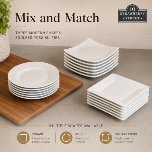 10 Strawberry Street 6" Catering Round Appetizer Plate, Set of 12,White - size: 6" Appetizer, style: Round