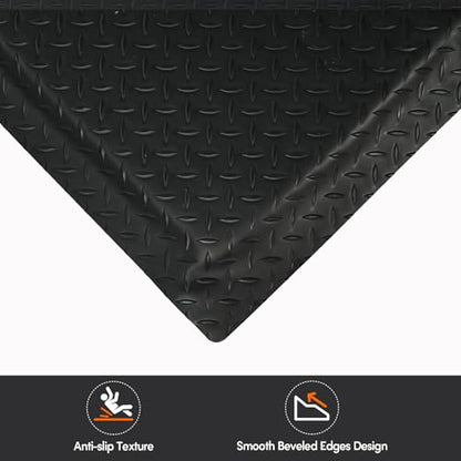 Nisorpa Anti Fatigue Mats Industrial 2' x 3' Ergonomic Standing Mat 15/16" Extra Thick Heavy Duty Commercial Diamond Plate Shop Floor Mat Support for Leg & Back Pain, Black - size: 2' x 3'