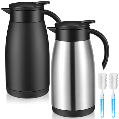 Norme 2 Pcs Thermal Coffee Carafe Creamer, Black, Silver, 34 oz - color: Black, Silver, size: 34 oz