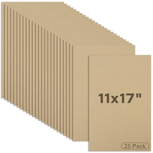 Mat Board Center 25 Pack 11x17 Corrugated Cardboard Sheets 1/8" Flat Pads - color: Brown, size: 11x17