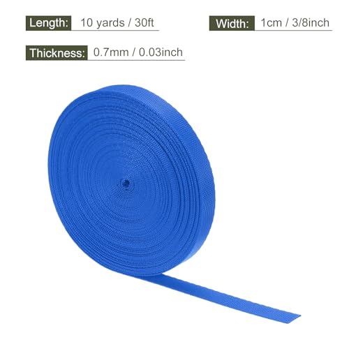 MECCANIXITY Flat Nylon Webbing Strap 3/8 Inch 10 Yards Blue - color: Blue, size: 3/8 Inch x 10 Yards