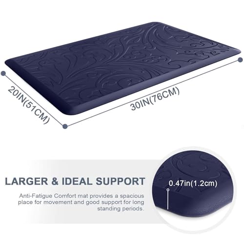 Kitchen Mat Cushioned Anti-Fatigue Comfort Standing Mat Rug for Home,Office - color: Blue, size: 1'8" x 2'6" (Rectangular)