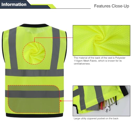 Safety Vest, High Visibility Reflective Vest for Outdoor Work - size: X-Large