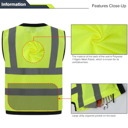 Safety Vest, High Visibility Reflective Vest for Outdoor Work - size: 3X-Large