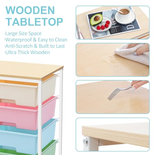SYKIARIOL Rolling Cart with Drawers, 4-Drawer Utility Cart, Rainbow - color: Rainbow