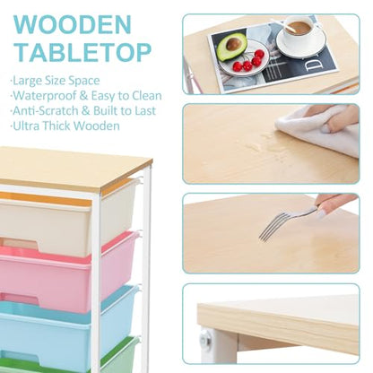 SYKIARIOL Rolling Cart with Drawers, 4-Drawer Utility Cart, Rainbow - color: Rainbow