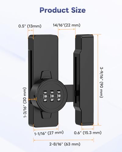 Sliding Barn Door Lock, 3-Digit Password Locks, Black - color: Black
