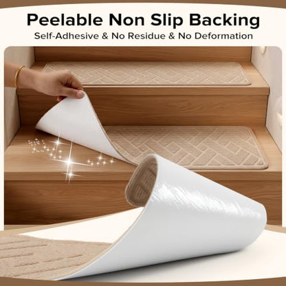 Non Slip Stair Treads for Wooden Steps, 15 Pack 8"x30", Beige - color: Beige, size: 8" x 30"
