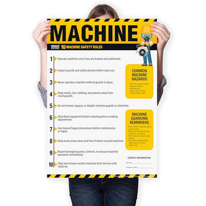 Machine Safety Poster – OSHA Rules Chart, 10 Machine Safety Guidelines - size: Machine
