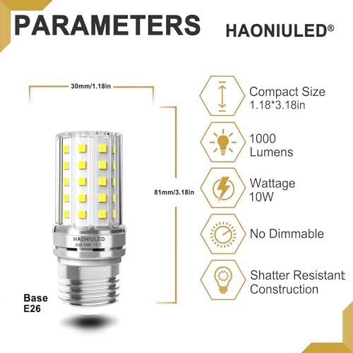 LED Light Bulbs 100 Watt Equivalent, Daylight White 5000K, 10W LED Bulb E26/E27 1000LM for Ceiling Fan Chandelier Pendant Lighting, Non-dimmable,5 Pack - color: 5000k Daylight White