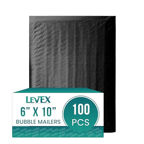 Levex - #0 6" x 10" [100 Pack] Black Poly Bubble Mailers, Padded Envelope Mailers, Packing Envelope & Mailing Bags for Shipping - color: Black, size: #0 - (6" x 10")
