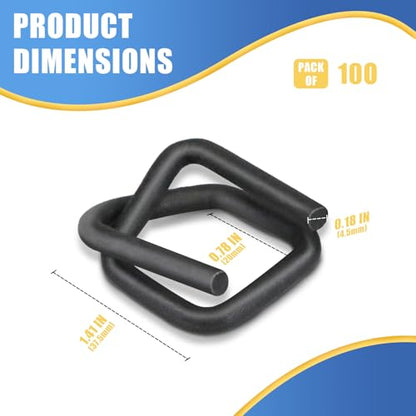 Heavy Duty Phosphate Wire Buckle for 3/4" Width Cord Strapping (Pack of 100)-Wire Buckles With Phosphate Coating - size: 3/4" Phosphate, style: 100 Pack