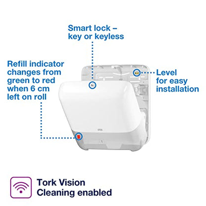 Tork Matic Paper Towel Dispenser, White, H1, One-at-a-Time Dispensing, Elevation Range, 5510202 - style: Dispenser - White