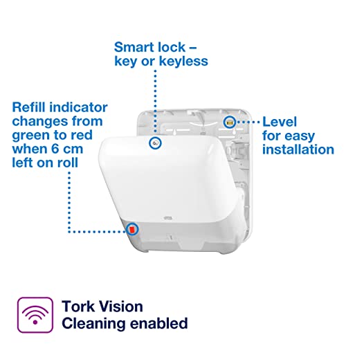 Tork Matic Paper Towel Dispenser, White, H1, One-at-a-Time Dispensing, Elevation Range, 5510202 - style: Dispenser - White