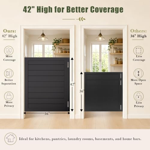 Saloon Swinging Doors 24/28/30/32/36 Inch Wide - Black Heavy Duty Swing Cafe Doors with Hinges, Hardware & Install Guide - Single Swinging Half Door for Bar Kitchen Doorway Decor - color: Black, size: Single Door 36"X42"