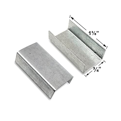 8 NET Packaging Open Strapping Seals for 3/4" Strap Width (Snap-On), High Strength Sturdy Galvanized Metal Heavy Duty Steel Strapping Seals, 1000 pcs/Box - size: 3/4"