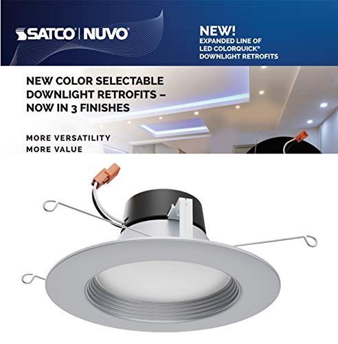 Satco Led Color Selectable Downlight Retrofits S11836, 9 Watt; 5 Inch - 6 Inch; Cct Selectable; 120 Volts; Dimmable; Brushed Nickel Finish for Industrial and Commercial Use (8 LED Downlights)