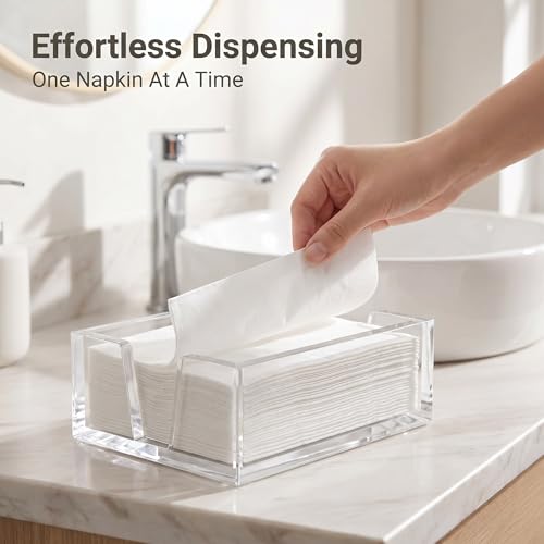 Acrylic Guest Towel Holder Tray for Bathroom Countertop, Clear - color: B - Acrylic Napkin Holder for Bathroom, size: Guest Towel Holder