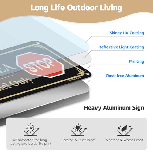 2 Pack Restricted Area Sign Authorized Personnel Only, Do Not Enter Sign, 10 x 3 Inches Self-Adhesive .40 Rust Free Aluminum, UV Protected, Weather Resistant, Waterproof, Durable Ink，Easy to Mount