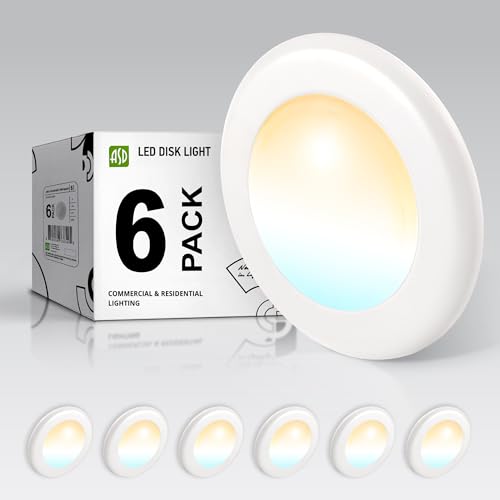 ASD 6 Pack LED Disk Lights 4 Inch, 5CCT Flush Mount Ceiling Light Fixture - color: White, size: 6 Pack