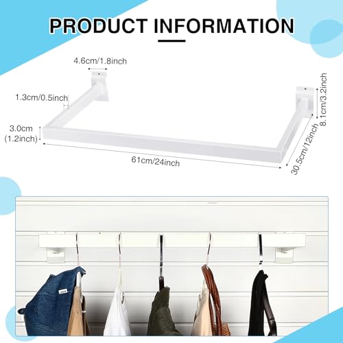 Unittype 4 Pcs U Shaped Hangrail for Slatwall 24 Inch Hooks, White - color: White