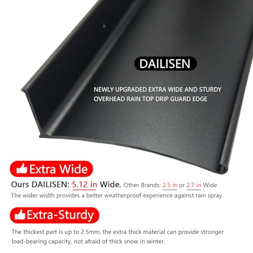 Aluminum Door Rain Drip Guard,Drip Edge for Exterior Doors Window Top - color: Black, size: 55.1×5.12 in 2pc -B
