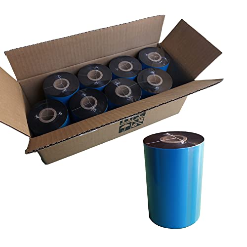 8 Rolls 4.33'' x 1476' Premium Resin Enhanced Wax Ribbon, 110mm x 450m Black Thermal Transfer Ribbon, Barcode Thermal Label Printer Ribbon, CSO-Ink Outside, 1'' Core for Zebra, TSC, GoDex, Citizen - size: 4.33''x1476'｜8 Rolls