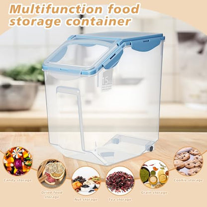 Umigy 4 Pack 30 LB Airtight Dog Food Storage Container with Wheels, Blue - color: Blue