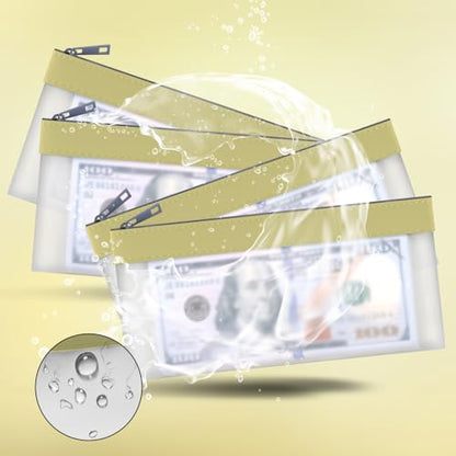 Clear Money Envelopes for Cash Cash Money Bag Pouch 7.6"x3.7" - color: Golden