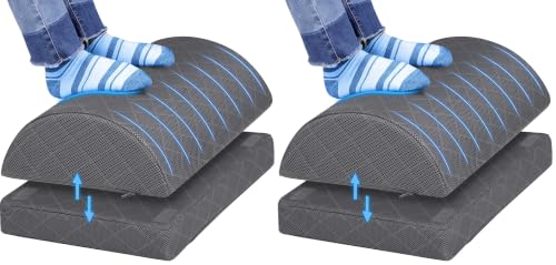 CushZone Foot Rest,Desk & Gaming Accessories,Foot Rest for Under Desk at Work,Comfortable Footrest with 2 Adjustable Heights & Removable Cover, Office Desk Accessories（Gray） (Pack of 2) - color: Grey, size: Medium (Pack of 2)