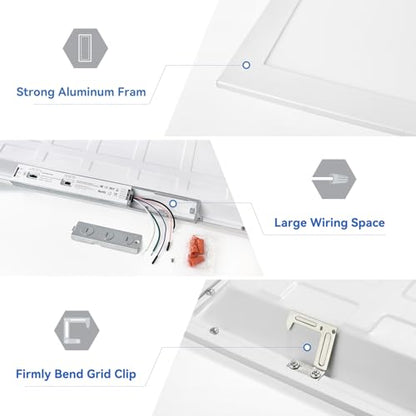 CycevSun 2x4 LED Drop Ceiling Flat Panel Light, 40/50/60W Selectable 6-Pack - size: 2x4 FT