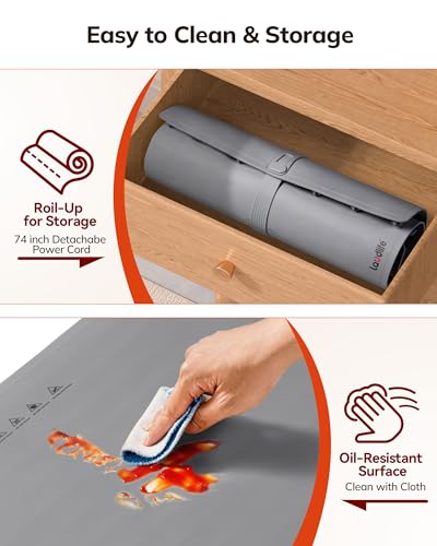 Electric Warming Mat 24x16, Foldable Food Warmer for Parties - color: Charcoal, size: 24x16 inch