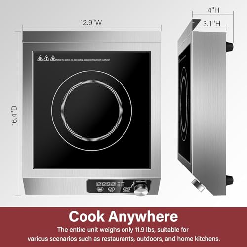 1800W Commercial Induction Cooktop with Knob and LCD