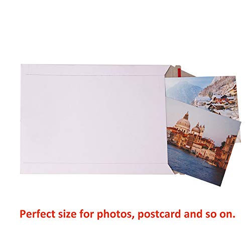 zmybcpack 100 Pack 6X8 inch Self Seal Photo Document Mailers Stay Flat White Cardboard Envelopes White Photography Mailers for CD, Photos, Document - size: 100 Pack 6X8 inch