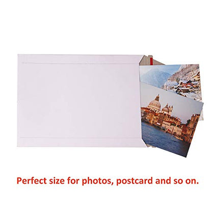 zmybcpack 100 Pack 6X8 inch Self Seal Photo Document Mailers Stay Flat White Cardboard Envelopes White Photography Mailers for CD, Photos, Document - size: 100 Pack 6X8 inch