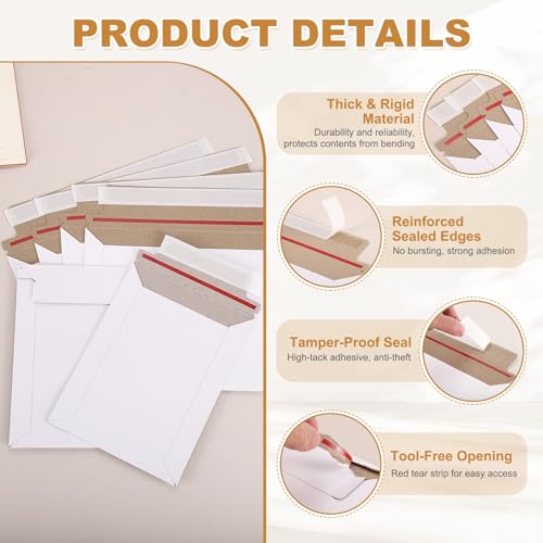 PATIKIL 100Pcs Cardboard Envelopes 7"x5" Rigid Mailers Self Seal - color: Gray, size: 7" x 5"