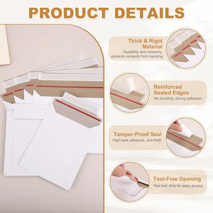 PATIKIL 100Pcs Cardboard Envelopes 7"x5" Rigid Mailers Self Seal - color: Gray, size: 7" x 5"