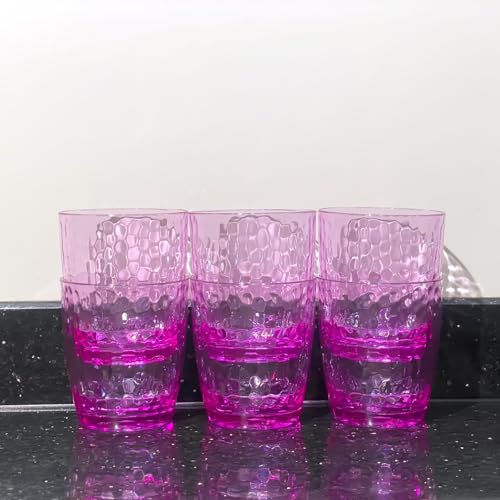 15-Ounce Plastic Tumblers (Set of 6), Reusable Plastic Mugs, BPA-Free Acrylic to Drink Mugs, Shatter Resistant, Textured Interior, Dishwasher Safe (Purple, 15 Ounce) - color: Purple, size: 15 Ounce
