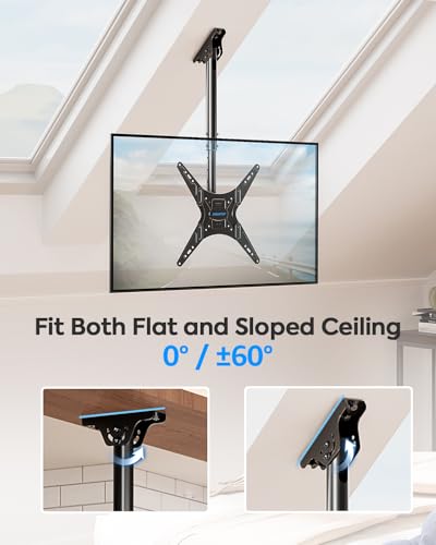 MOUNTUP Outdoor Ceiling TV Mount for 26"- 65" TVs, Waterproof & Rustproof Outside Ceiling Mount with Stainless Steel Hardware, Heavy Duty 99lbs Full Motion Bracket for Patio/Gazebo, Max VESA 400x400mm - size: Height 30.2'', Outdoor