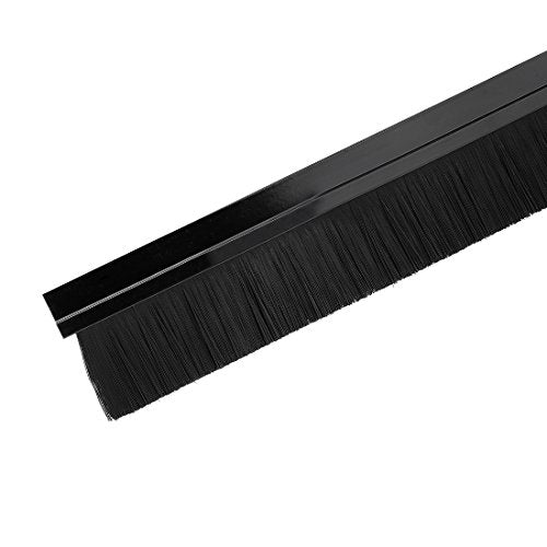 uxcell Door Bottom Sweep H-Shape Aluminum Alloy Base with 2-inch Black Nylon Brush 39-inch x 2.8-inch - color: Black, size: 39.37" x 2"