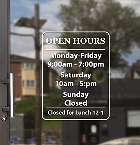 Business Hours Sign for Window - Free Squeegee - Easy Install Manual (Round Box - Portrait) - color: Round Box - Portrait