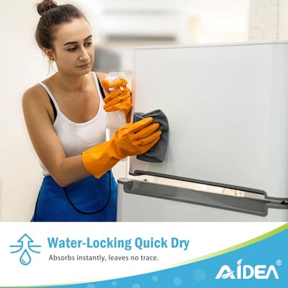 AIDEA Grey Microfiber Cleaning Cloth-50PK, Cleaning Rags 12"x 12" Absorbent - color: Grey, size: 12in.x12in.